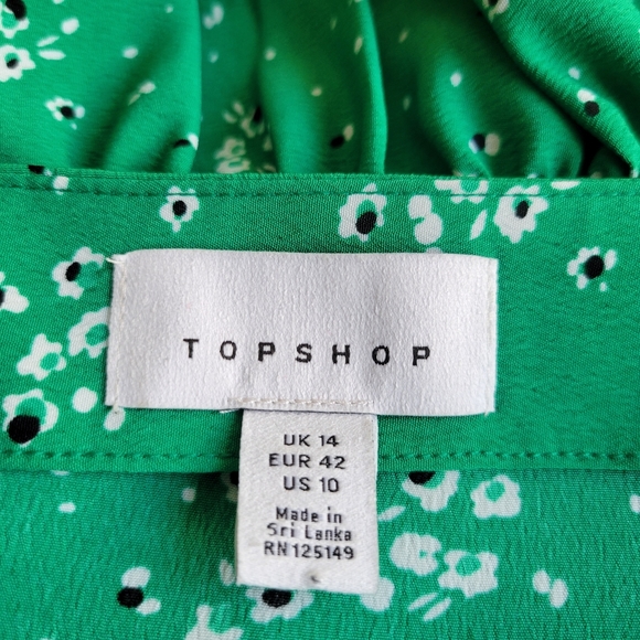 🌟 TOPSHOP Flirty Trendy Green Floral Crop Cami Rouching Side Zip Women's Sz 10 - Picture 8 of 9